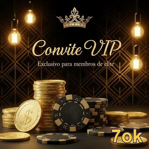 Convite VIP para o cassino 7ok, design luxuoso e sofisticado.