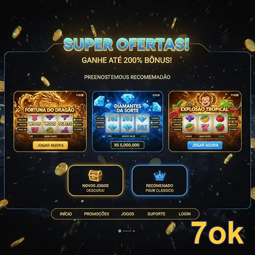 Imagem com super ofertas e bônus do site 7ok, destacando promoções imperdíveis.